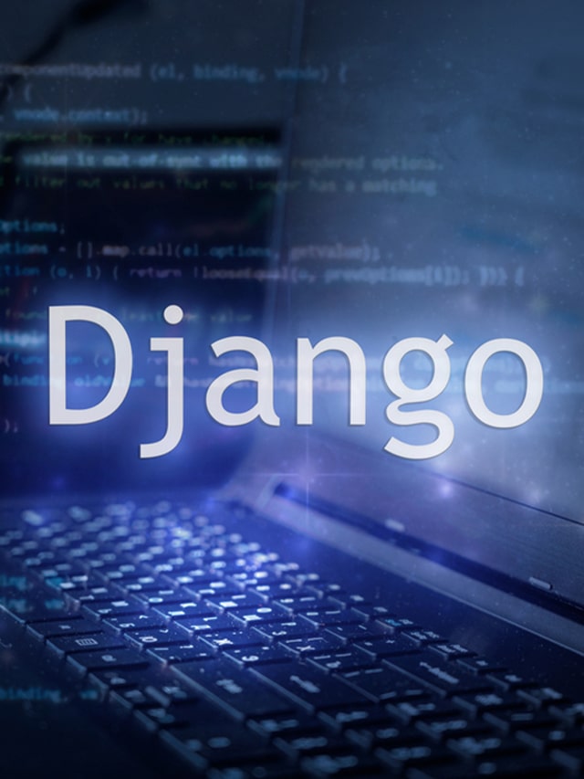 a digital screen displaying Django. Concept of frequently asked Django Interview Questions in 2024