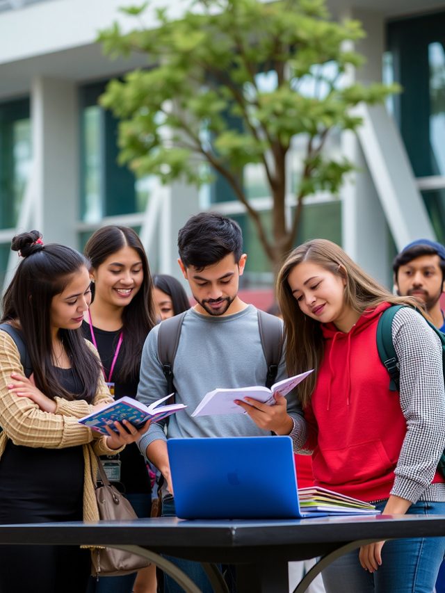 group of college students standing and looking into a laptop for summer internships india 2026